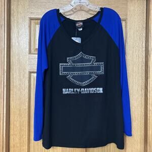 Harley Davidson Long Sleeve Shirt New with tags 2XL Blue And Black